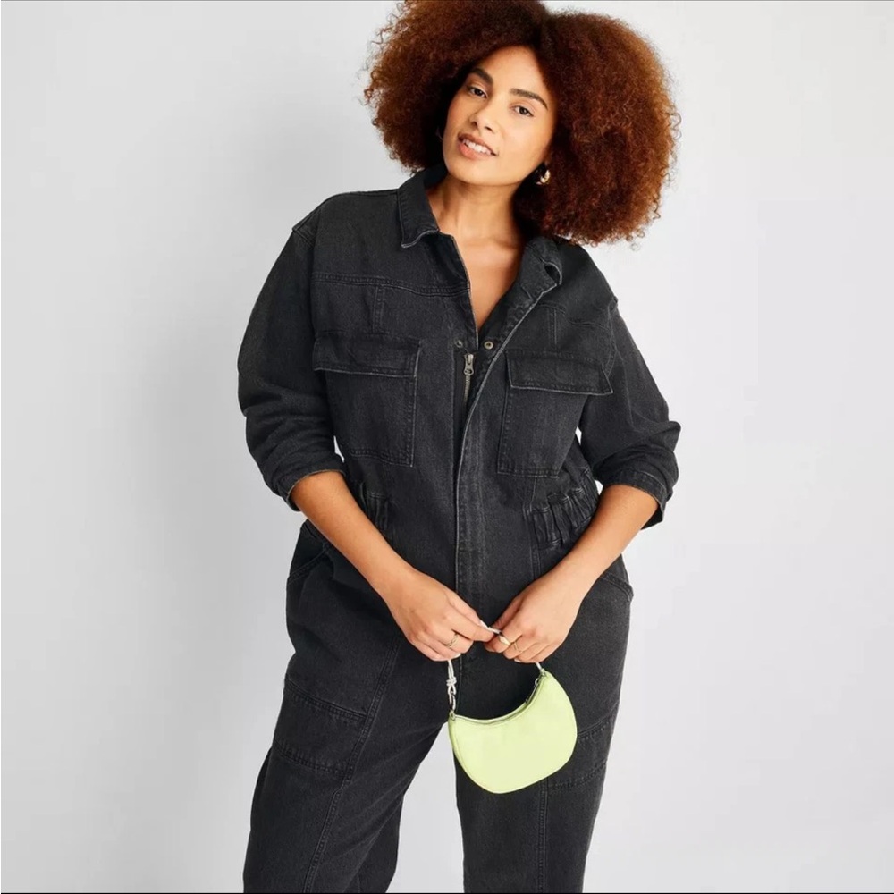 Universal thread black denim zip up coverall • Size 14 - Picture 6 of 8